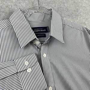 Mizzen Main Men XL StandardFit Performance Gray Striped Leeward Blue Label Shirt